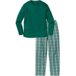 bonprix Pyjama aus reiner Baumwolle und mit langen Ärmelngrün 52Herren