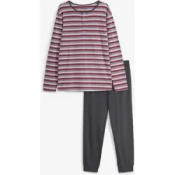 bonprix Pyjama aus reiner Baumwollegrau 60Herren