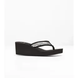 bonprix Keilpantoletten mit Paillettenschwarz 37Damen