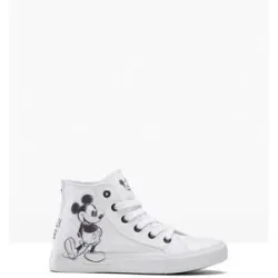 bonprix Disney Mickey Mouse High-Top-Sneaker aus Baumwoll-Canvasweiß 39Damen