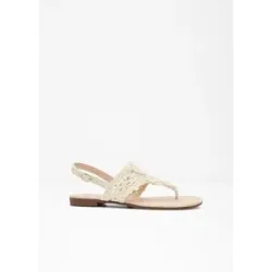 bonprix Zehenstegsandalen in Makramee-Optikbeige 37Damen