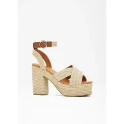 bonprix Plateau-Sandaletten in Bast-Optikbeige 39Damen