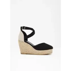 bonprix Keilpumps in Bast-Optikschwarz 40Damen