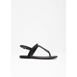 bonprix Zehenstegsandalen in Flecht-Optikschwarz 39Damen