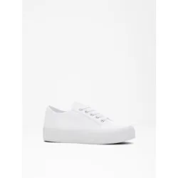 bonprix Plateau-Sneaker aus Baumwoll-Canvasweiß 38Damen