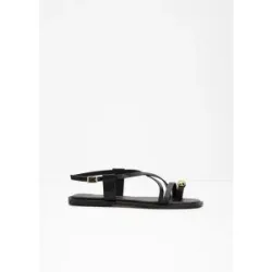 bonprix Zehenstegsandalen mit Metallic-Detailschwarz 41Damen