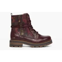 bonprix Mustang Schnürboots mit Schnallenrot 41Damen