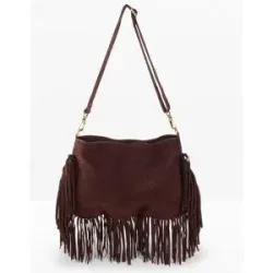 bonprix Lederhandtasche mit Fransenbraun 0Damen