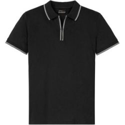 bonprix Piqué-Poloshirt mit Reißverschluss aus reiner Baumwolleschwarz 60Herren