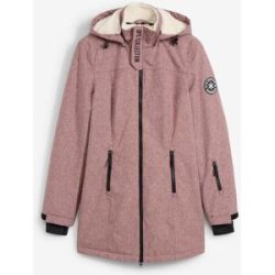 bonprix wasserdichte Funktions-Outdoor-Longjacke mit Teddyfleecerot 40Damen