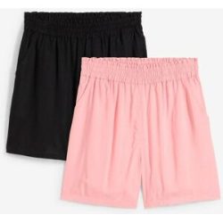 bonprix Schlupf-Shorts aus softer Viskose (2er Pack)schwarz 176Mädchen
