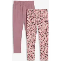 bonprix Leggings aus elastischem Bio-Baumwoll-Mix (2er Pack)lila 128Mädchen