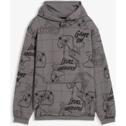 bonprix Hoodie aus weichem Baumwoll-Mixgrau 140Knaben