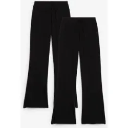 bonprix Ausgestellte Jersey-Hose aus elastischem Bio-Baumwoll-Mix (2er Pack)schwarz 164Mädchen