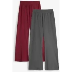 bonprix Ausgestellte Jersey-Hose aus elastischem Bio-Baumwoll-Mix (2er Pack)grau 134Mädchen