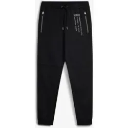 bonprix Jogginghose mit sportivem Druck aus reiner Baumwolleschwarz 48Herren