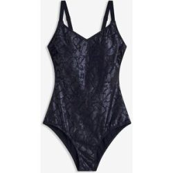 bonprix Badeanzug mit glänzendem Schlangenmusterblau 38Damen