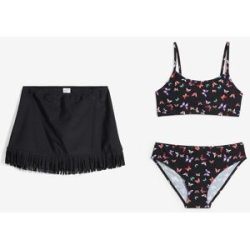 bonprix Bikini und Rock (3-tlg.Set)schwarz 164Mädchen