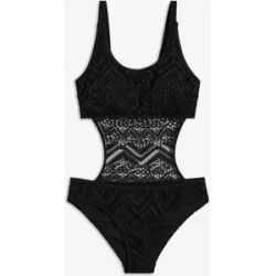 bonprix Monokini mit Spitzeschwarz 42Damen