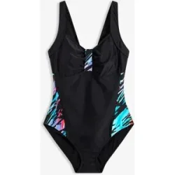 bonprix Medium Shape-Badeanzug mit bedruckten Einsätzenschwarz 38Damen