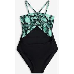 bonprix Bandeau-Badeanzug im Nacken zum Bindenschwarz 44Damen