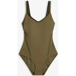 bonprix Badeanzug mit Stickereigrün 56Damen