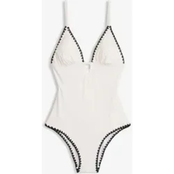 bonprix Badeanzug mit Stickereiweiß 36Damen