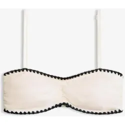bonprix Bandeau-Bikinioberteil mit Stickereiweiß 42Damen