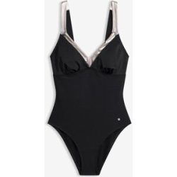 bonprix Medium Shape-Badeanzug mit silbernen Detailsschwarz 40Damen