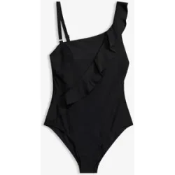 bonprix One-Shoulder Badeanzug mit abnehmbarem Trägerschwarz 44Damen