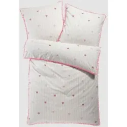 bonprix Linon-Bettwäsche mit Pomponsweiß 2 (1x 80/80 cm, 1x 155/220 cm)false