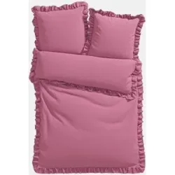 bonprix Linon-Bettwäsche mit Rüschenlila 4 (2x 80/80 cm, 1x 240/220 cm)false