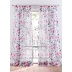 bonprix Gardine mit Blumenmuster mit recyceltem Polyester (1er Pack)weiß 2 (H/B: 175/144 cm)false