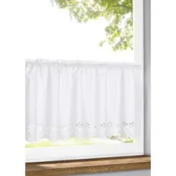 bonprix Halbtransparente Scheibengardine mit gemusterter Kanteweiß 3 (H/B: 45/90 cm)false