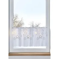 bonprix LED Scheibengardine mit weihnachtlichem Druckweiß 1 (H/B: 30/85 cm)false