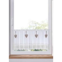 bonprix Bio Baumwoll Scheibengardine mit Herzenweiß 2 (H/B: 45/120 cm)false