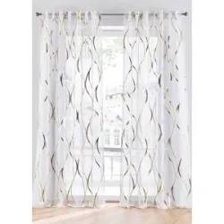bonprix Gardine mit Glanzdruck, mit verdeckten Schlaufen, auch in extra lang (1er Pack)gold 1 (H/B: 145/140 cm)false