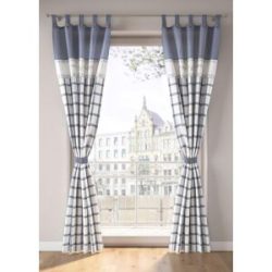 bonprix Bio-Baumwoll Vorhang mit Raffhalter (1er Pack)blau 2 (H/B: 145/110 cm)false