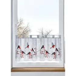 bonprix Scheibengardine mit Wintervögelnrot 1 (H/B: 30/90 cm)false