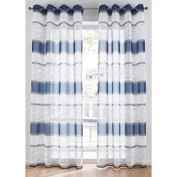 bonprix Transparente Gardine mit Querstreifen Druck (1er Pack)blau 3 (H/B: 225/144 cm)false