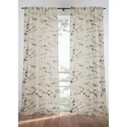 bonprix Blickdichter Vorhang mit samtiger Oberfläche und Glanzdruck (1er Pack)beige 1 (H/B: 145/135 cm)false