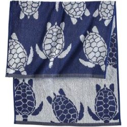 bonprix Baumwoll-Handtuch mit Schildkrötenmusterblau 2 (2er Pack Handtuch 50/100 cm)false