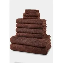 bonprix Baumwoll-Handtuch Set (10-tlg. Set)braun 0 (10-tlg. Set Waschlappen: 30/30 cm, Gästehandtuch 30/50 cm: 30/50 cm, Handtuch 50/100 cm: 50/100 cm, Duschtuch 70/140 cm: 70/140 cm)false