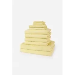 bonprix Baumwoll-Handtuch Set (10-tlg. Set)gelb 0 (10-tlg. Set Waschlappen: 30/30 cm, Gästehandtuch 30/50 cm: 30/50 cm, Handtuch 50/100 cm: 50/100 cm, Duschtuch 70/140 cm: 70/140 cm)false