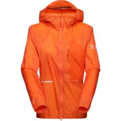 Mammut Ultraleichter, kompakter Windbreaker für die Berge Eiger Nordwand Advanced WB Hooded Jacket Women Orange XS