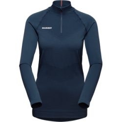Mammut Wärmendes Langarmshirt mit Merinowolle Trift Half Zip Longsleeve Women Blau XL