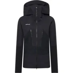 Mammut Leichte Skitourenjacke mit Bodymapping-Design Aenergy Pro SO Hybrid Hooded Jacket Women Schwarz M
