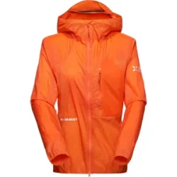 Mammut Ultraleichter, kompakter Windbreaker für die Berge Eiger Nordwand Advanced WB Hooded Jacket Women Orange XS