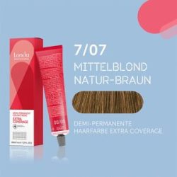 Londa Professional Demi-Permanente Cremehaarfarbe Extra Coverage 7/07 Mittelblond Natur Braun, Tube 60 ml