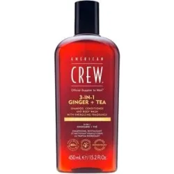 450ml American Crew 3In1 Ginger & Tea Shampoo, Conditioner & Body Wash